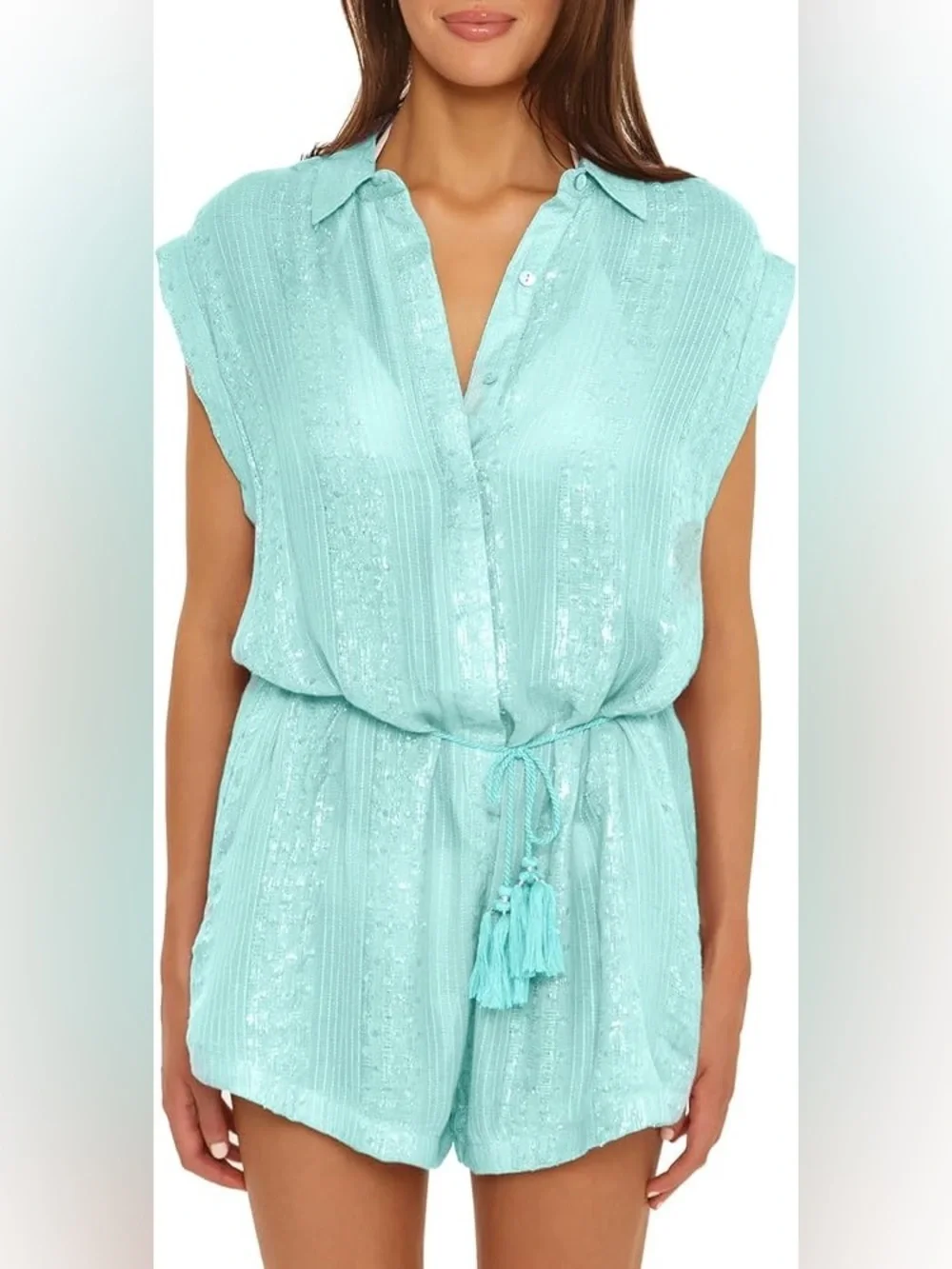Isabella Rose Aqua Swim Cover Up Romper sz M
